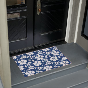 HAWAIIAN HULA (HIBISCUS) NAVY DOORMAT