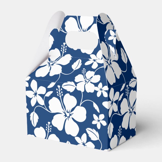 HAWAIIAN HULA (HIBISCUS) NAVY FAVOR BOXES (Front Side)