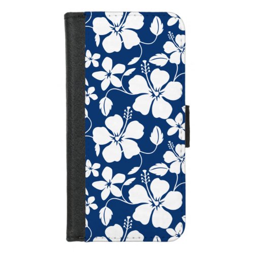 HAWAIIAN HULA HIBISCUS NAVY iPhone 87 WALLET CASE