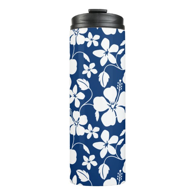 HAWAIIAN HULA (HIBISCUS) NAVY THERMAL TUMBLER (Front)