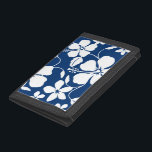 HAWAIIAN HULA (HIBISCUS) NAVY TRIFOLD WALLET<br><div class="desc">Hawaiian Hula Pattern in Navy. Copyright by Kelly Hironaka,  No. 3 Design</div>