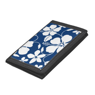 HAWAIIAN HULA (HIBISCUS) NAVY TRIFOLD WALLET