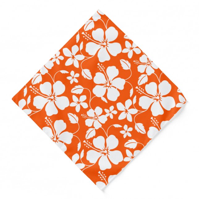 HAWAIIAN HULA (HIBISCUS) ORANGE BANDANA (Front)