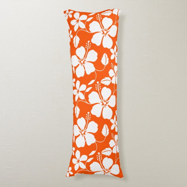 HAWAIIAN HULA (HIBISCUS) ORANGE BODY PILLOW (Front Vertical)