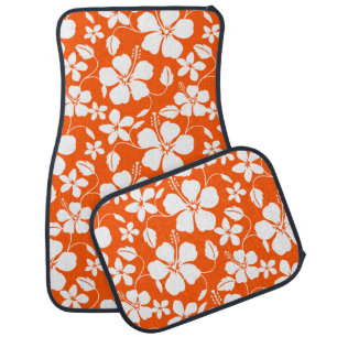 HAWAIIAN HULA (HIBISCUS) ORANGE CAR FLOOR MAT