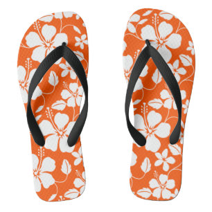 HAWAIIAN HULA (HIBISCUS) ORANGE FLIP FLOPS