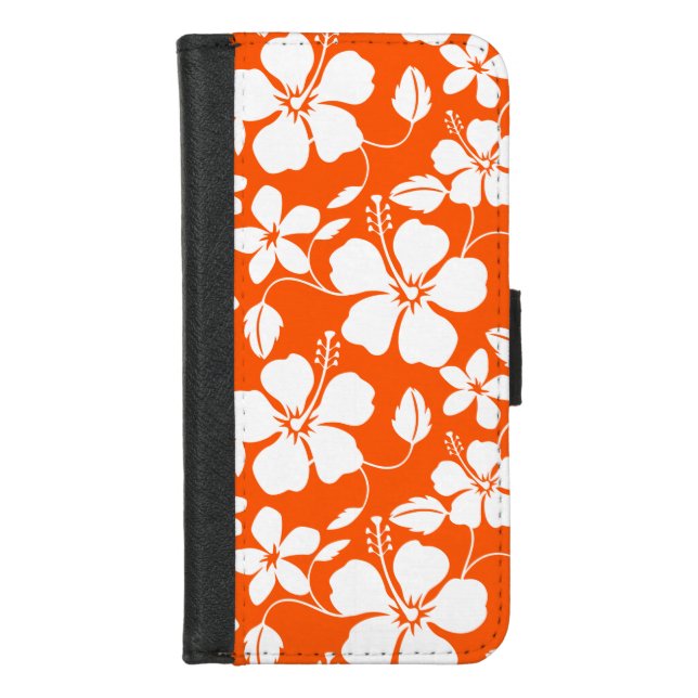 HAWAIIAN HULA (HIBISCUS) ORANGE iPhone WALLET CASE (Front)