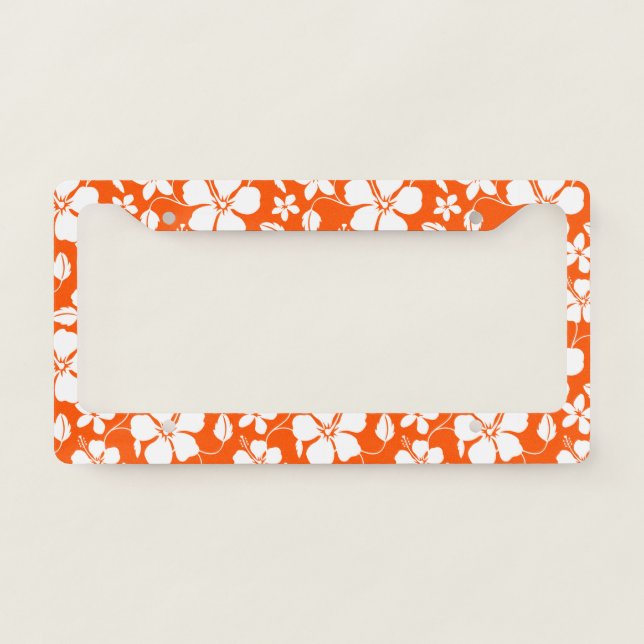 HAWAIIAN HULA (HIBISCUS) ORANGE LICENSE PLATE FRAM FRAME (Front)