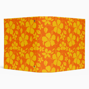 HAWAIIAN HULA (HIBISCUS) ORANGE MIX 3 RING BINDER