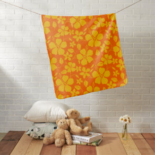 HAWAIIAN HULA (HIBISCUS) ORANGE MIX BABY BLANKET