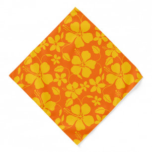 HAWAIIAN HULA (HIBISCUS) ORANGE MIX BANDANA