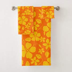 HAWAIIAN HULA (HIBISCUS) ORANGE MIX BATH TOWEL SET