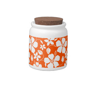 HAWAIIAN HULA (HIBISCUS) ORANGE MIX CANDY JAR