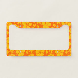 HAWAIIAN HULA (HIBISCUS) ORANGE MIX LICENSE PLATE FRAME