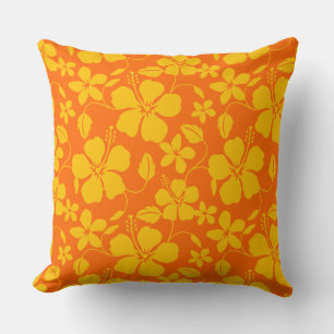 HAWAIIAN HULA (HIBISCUS) ORANGE MIX THROW PILLOW