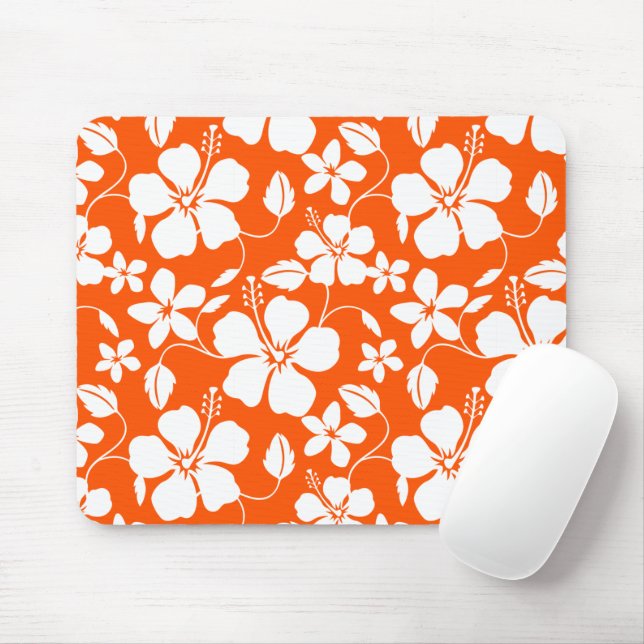 HAWAIIAN HULA (HIBISCUS) ORANGE MOUSE PAD (With Mouse)