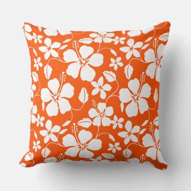 HAWAIIAN HULA (HIBISCUS) ORANGE THROW PILLOW (Front)
