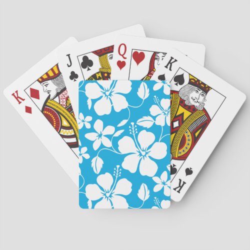 HAWAIIAN HULA (HIBISCUS) PATTERN BLUE POKER CARDS