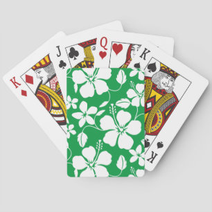 HAWAIIAN HULA (HIBISCUS) PATTERN GREEN POKER CARDS
