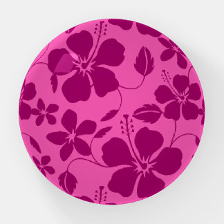 HAWAIIAN HULA (HIBISCUS) PATTERN IN BURGUNDY WINE PAPERWEIGHT