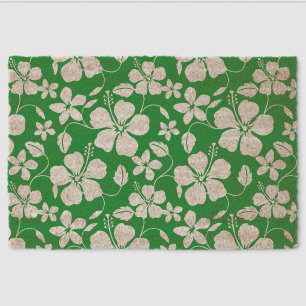HAWAIIAN HULA (HIBISCUS) PATTERN IN GREEN FIBER DOORMAT