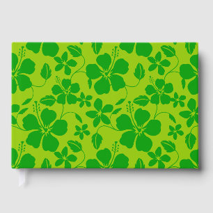 HAWAIIAN HULA (HIBISCUS) PATTERN IN LEMON LIME GUEST BOOK