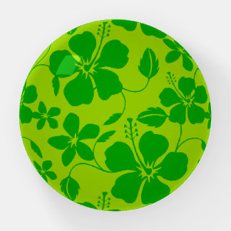 HAWAIIAN HULA (HIBISCUS) PATTERN IN LEMON LIME PAPERWEIGHT