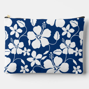 HAWAIIAN HULA (HIBISCUS) PATTERN IN NAVY BLUE ACCESSORY POUCH