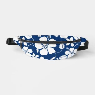 HAWAIIAN HULA (HIBISCUS) PATTERN IN NAVY BLUE FANNY PACK