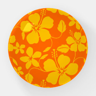 HAWAIIAN HULA (HIBISCUS) PATTERN IN ORANGE MIX PAPERWEIGHT