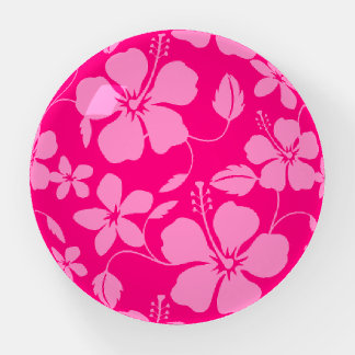 HAWAIIAN HULA (HIBISCUS) PATTERN IN PINK GUAVA PAPERWEIGHT