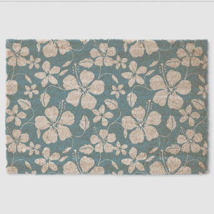 HAWAIIAN HULA (HIBISCUS) PATTERN IN SLATE BLUE FIBER DOORMAT