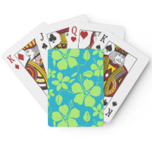 HAWAIIAN HULA (HIBISCUS) PATTERN in TEAL LIME