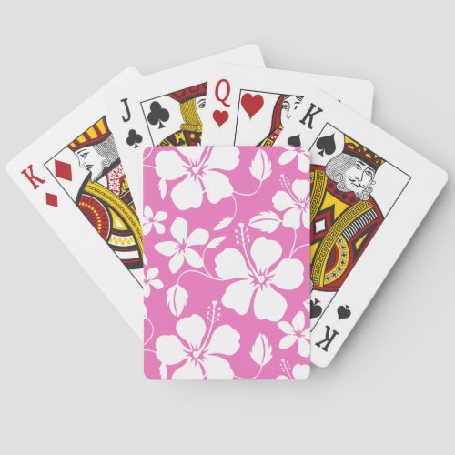 HAWAIIAN HULA (HIBISCUS) PATTERN PINK POKER CARDS
