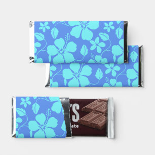 HAWAIIAN HULA (HIBISCUS) PERIWINKLE/TEAL HERSHEY BAR FAVORS