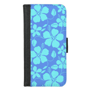 HAWAIIAN HULA (HIBISCUS) PERIWINKLE/TEAL iPhone 8/7 WALLET CASE