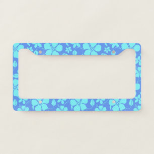HAWAIIAN HULA (HIBISCUS) PERIWINKLE/TEAL LICENSE PLATE FRAME