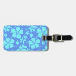 HAWAIIAN HULA (HIBISCUS) PERIWINKLE/TEAL LUGGAGE TAG
