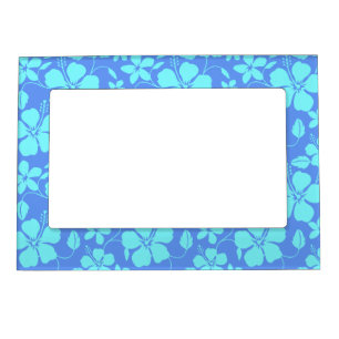 HAWAIIAN HULA (HIBISCUS) PERIWINKLE/TEAL MAGNETIC FRAME