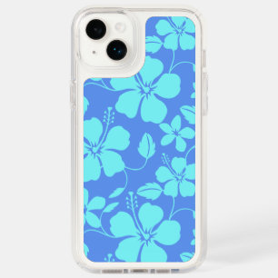 HAWAIIAN HULA (HIBISCUS) PERIWINKLE/TEAL SPECK iPhone 14 PLUS CASE