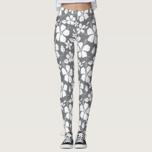 HAWAIIAN HULA (HIBISCUS) PEWTER LEGGINGS