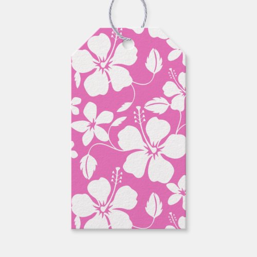 HAWAIIAN HULA HIBISCUS PINK GIFT TAGS