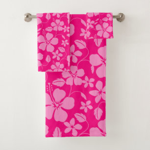 HAWAIIAN HULA (HIBISCUS) PINK GUAVA BATH TOWEL SET