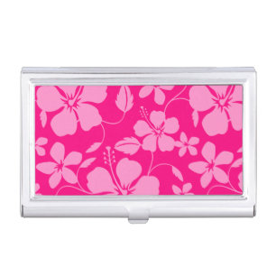 HAWAIIAN HULA (HIBISCUS) PINK GUAVA BUSINESS CARD CASE