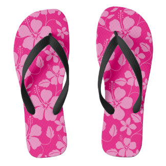 HAWAIIAN HULA (HIBISCUS) PINK GUAVA FLIP FLOPS
