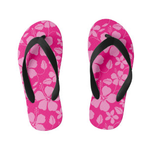HAWAIIAN HULA (HIBISCUS) PINK GUAVA KID'S FLIP FLOPS