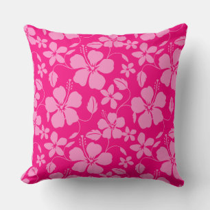 HAWAIIAN HULA (HIBISCUS) PINK GUAVA THROW PILLOW