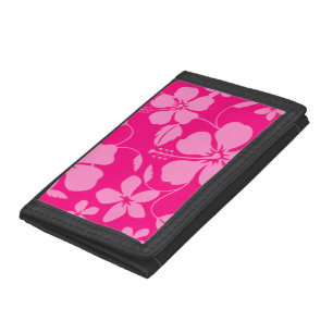 HAWAIIAN HULA (HIBISCUS) PINK GUAVA TRIFOLD WALLET