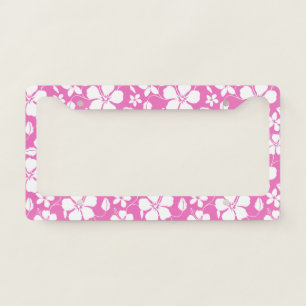 HAWAIIAN HULA (HIBISCUS) PINK LICENSE PLATE FRAME