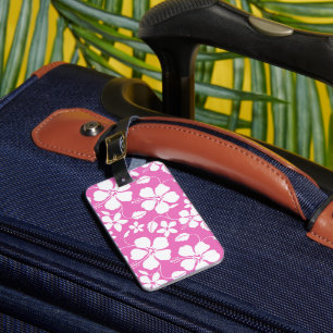 HAWAIIAN HULA (HIBISCUS) PINK LUGGAGE TAG